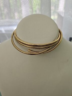 Gold Coil Choker Necklace - Stainless Steel